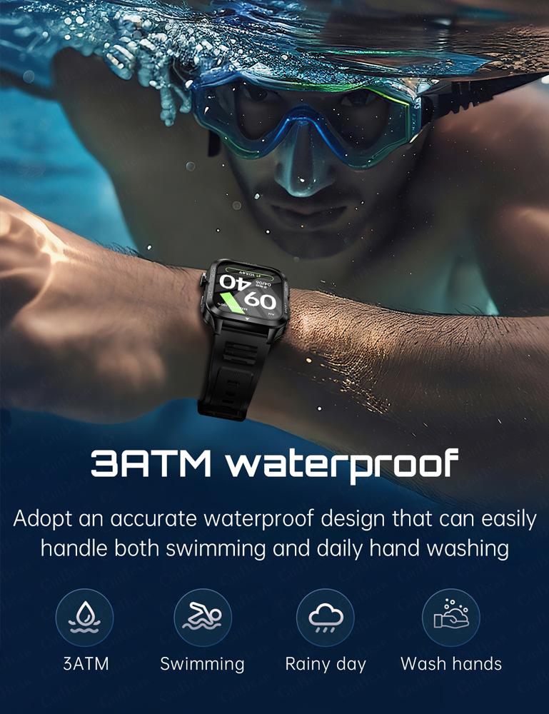 Yeni Outdoor Spor Akıllı Saat Erkek GPS 800mAh Pil Bluetooth Çağrı Sağlık 1.96 İnç HD Ekran 3ATM Su Geçirmez Akıllı Saat
