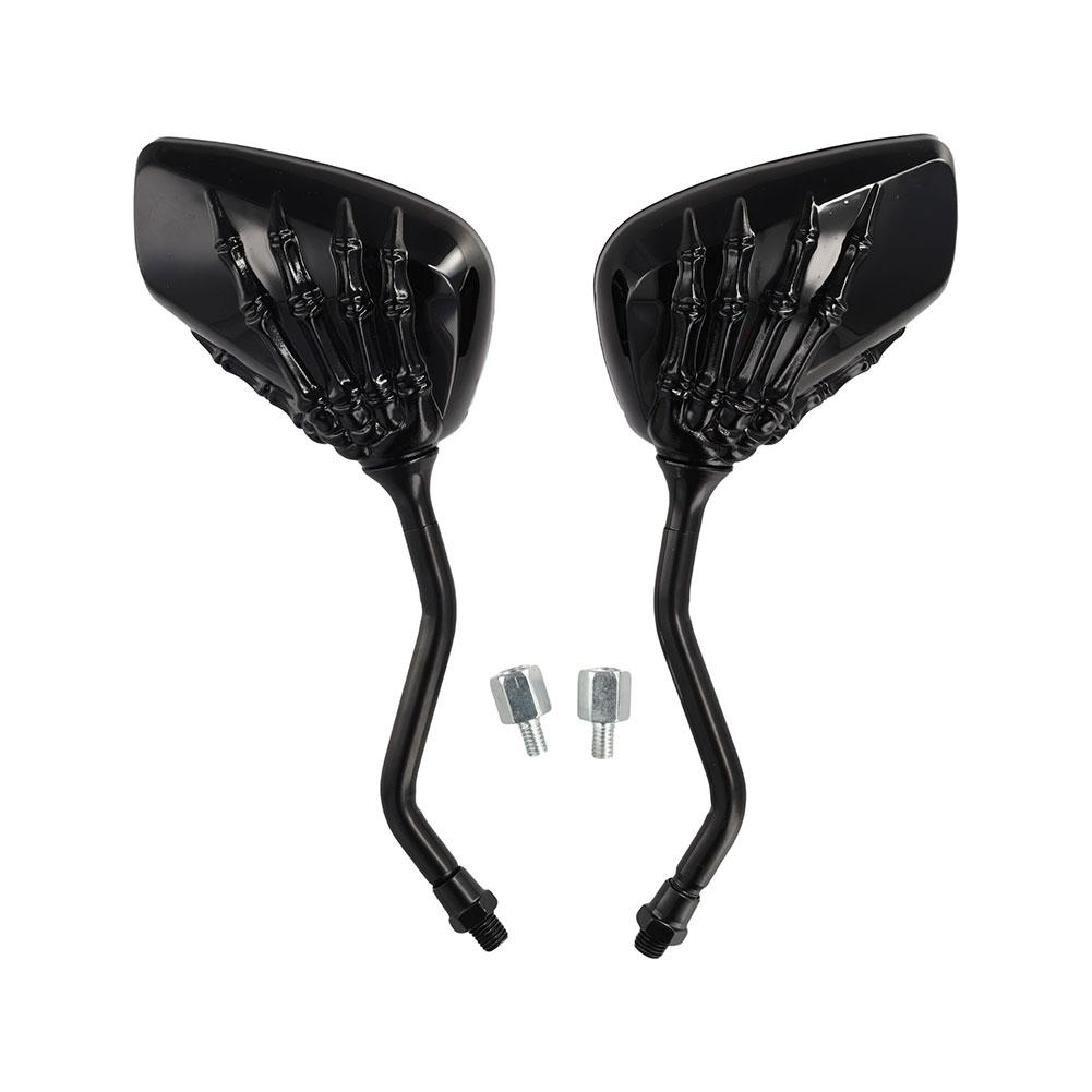 Motorcycle Skeleton Skull Hand Claw Shadow Rearview Side Mirror Fitting For 8mm 10mm Retrofitting Rearview Mirrors X5D2