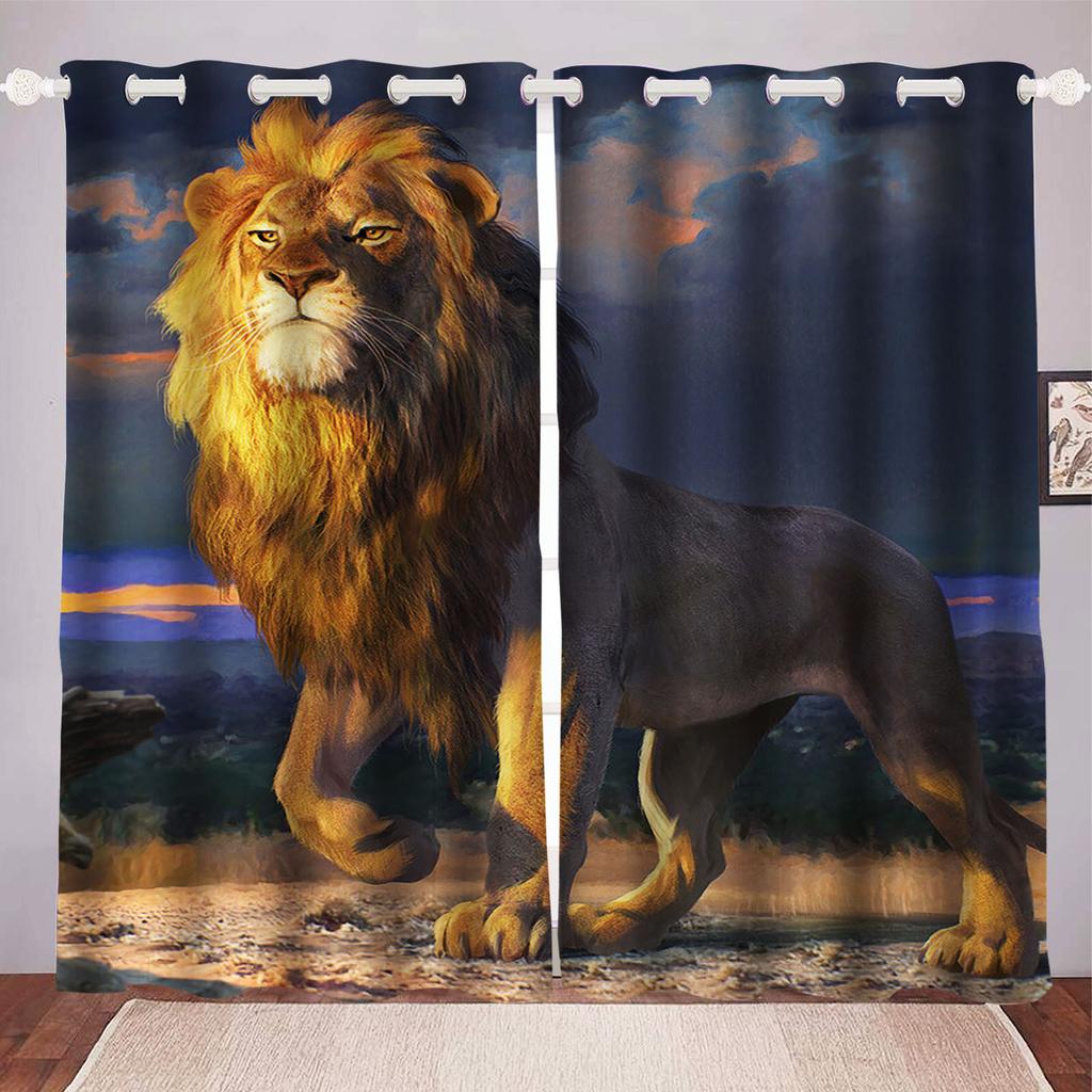 Lion King Dustproof 100% Polyester Blackout Curtains Curtains For Living Room Bedroom Drapes Home Decor
