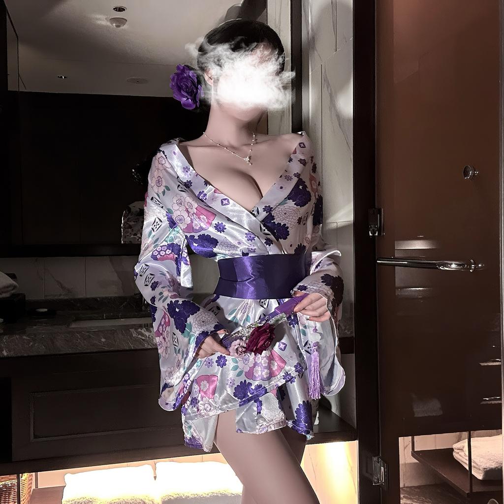 Sexy underwear Japanese geisha embroidery print butterfly tube top atmosphere kimono pure desire sexy nightgown
