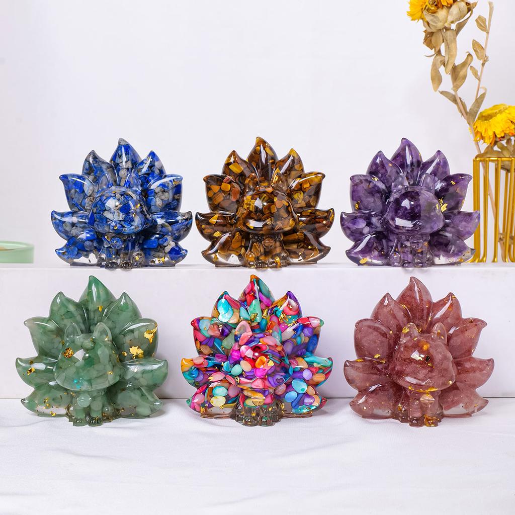 Crystal Macadam Gumming Resin Nine Tailed Fox Loveliness Animal Household Supplies Aquarium Decoration