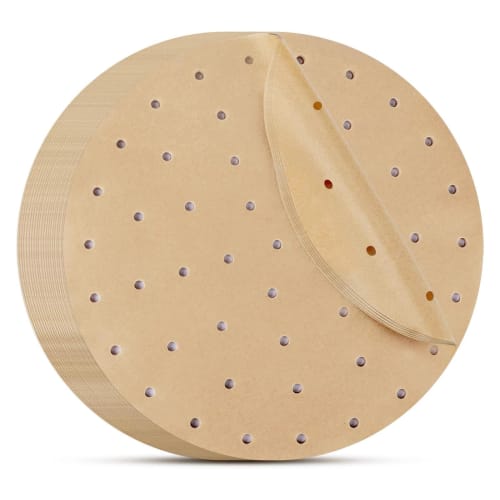 Charming Decoration: 120-Pack Unbleached Steaming Paper, Disposable Round Steamer Paper with Perforations, for Chinese Steamers, Cooking Paper for Ste