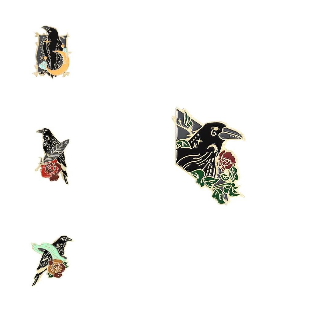 Flying Unique Colorful Crow Brooch Stylish Geometric Alloy Pin Ideal For Trendy Lovers Fashion