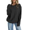 Damen Zopfmuster Pullover Langarm Rundhals Pullover Farbe Lässiges Oberteil