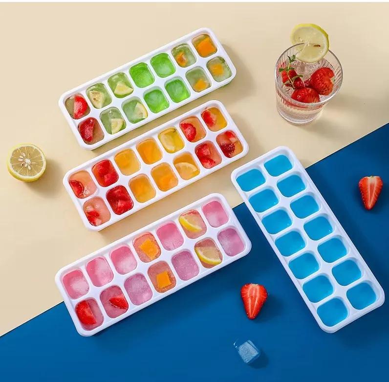 Household Silicone Ice Cube Mold Square Ice Cube Tray 14 Cube Easy Release Cube Molds Kitchen Bar DIY Iced Cocktail Freeze Tool