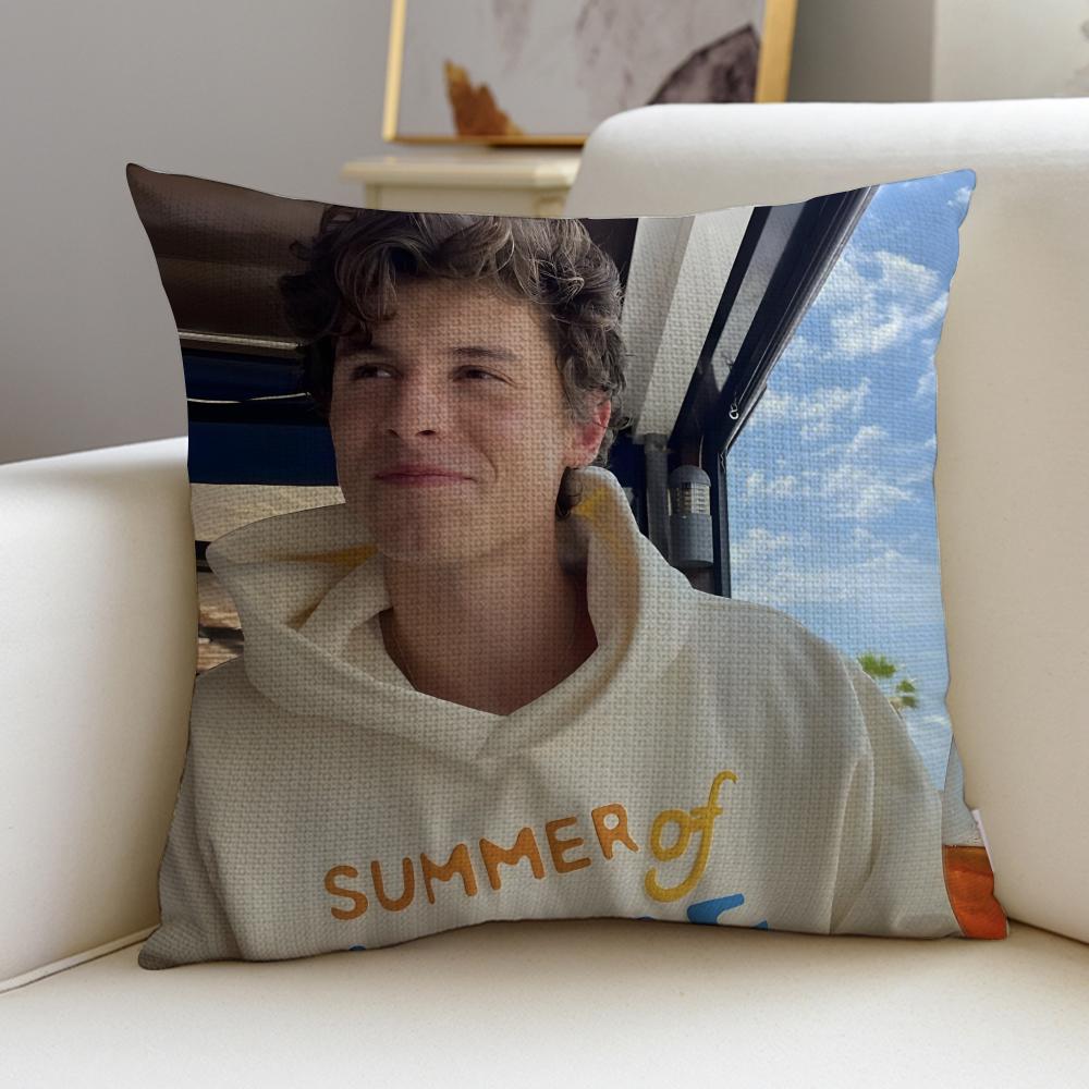 Charming SShawn MendesS Cushion Cover Breathable and skinfriendly linen pillowcase square removable and washable cushion