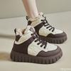 Fashion Women's Cotton Shoes Plush Winter Thick Sole Comfort Anti Slip Warm Ankle Boots Lace Up Platform Height Increasing Boots