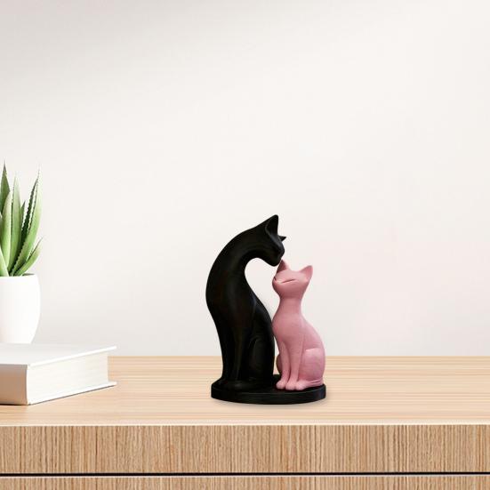 Detachable Cat Couple Sculpture 3D Printed Elegant Couple Cat Figurine Romantic Cat Lover Ornament for Home Living Room Office Desk Decor