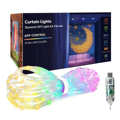 Waterproof USB Smart Outdoor Decorative Curtain Lights with DIY Point Control and Leather Line Screen