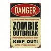 Zombie Outbreak Zone Metal Sign 8x12 Inch – Funny Vintage Tin Plate, Rustproof UV Resistant, 1pc