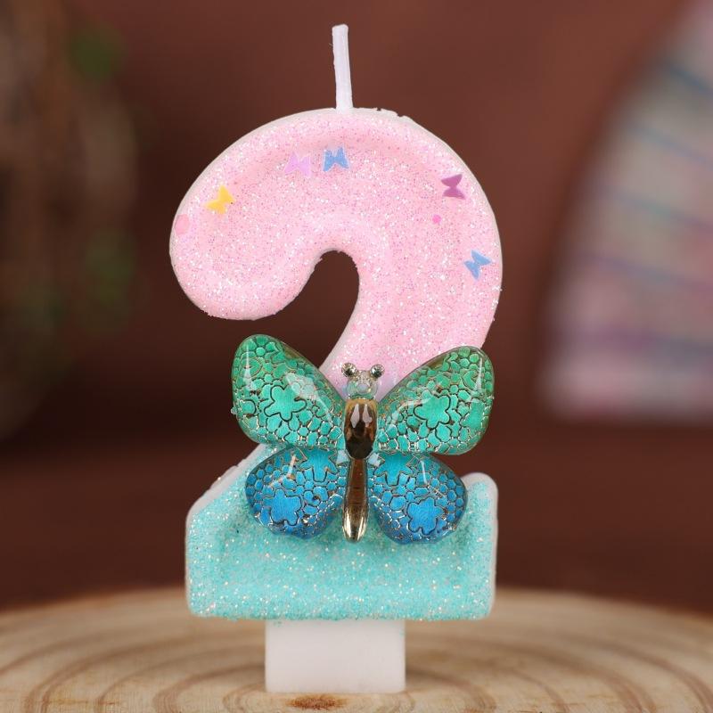Butterfly Number Birthday Candle Cake Party Decoration Birthday Handmade Candle 0-9