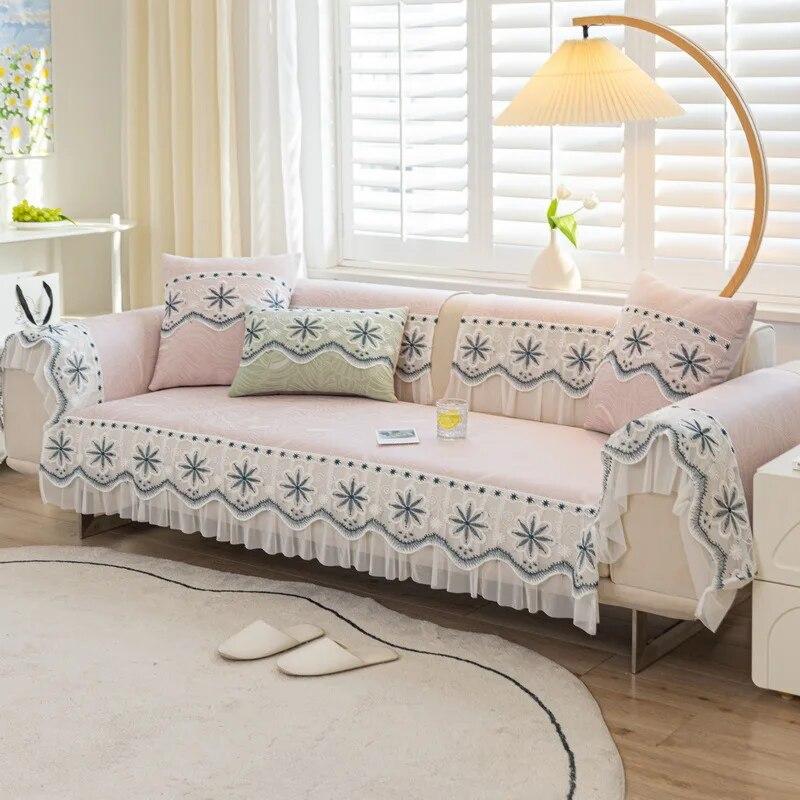 Universal Ice Silk Jacquard 2023 New Lace Non-slip Leather Cushion Cover Fresh Summer Cool Sofa Cushion Summer
