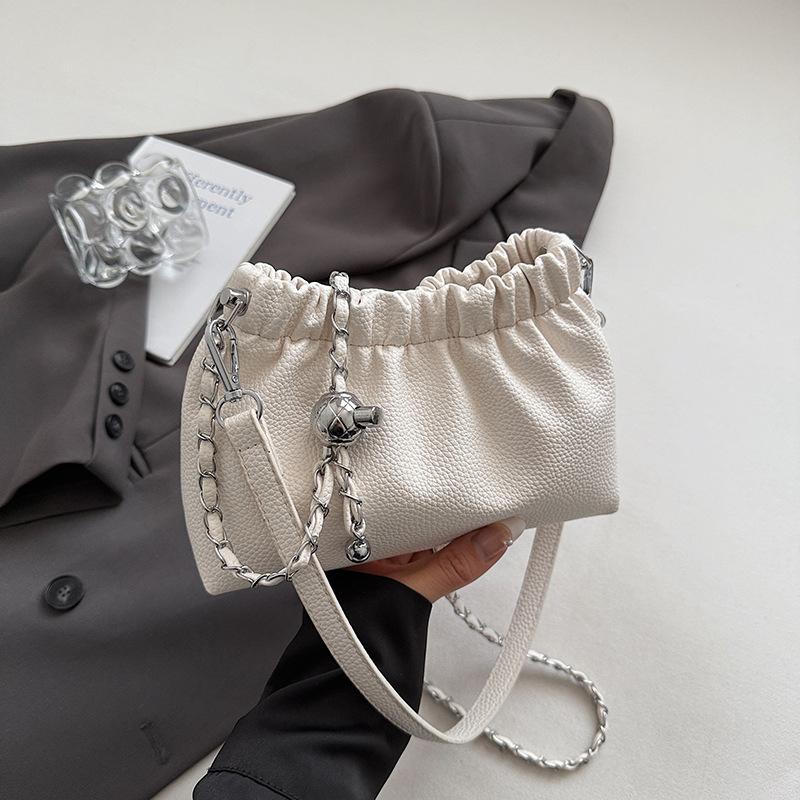Einfache einfarbige Mode plissierte One-Shoulder Umhängetasche Sommer neu ausländischer Stil lässige Tasche