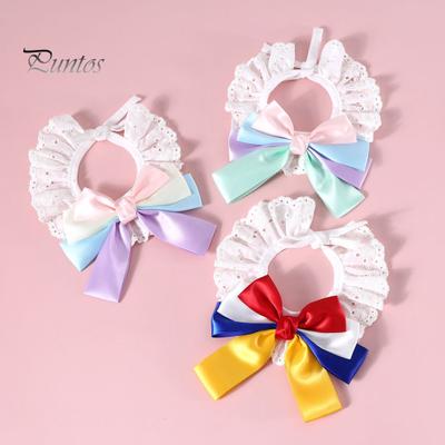 Haustierhalsband mit Spitzenschleife, Halskette mit Prinzessinnen-Motiv, für Katzen und Welpen, Band, Schal, Anhänger, Schleifen, bunt, modisch, leicht zu tragendes Lätzchen zum täglichen Anziehen, Fotos, Ausflüge, Geschenk