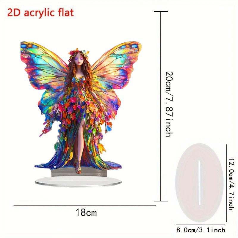 Colorful Acrylic Elf Fairy with Wings Ornament for Living Room or Bedroom Decor