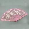 Handheld Ladies Lace Hand Fan Plastic Handle Dance Fan Craft Folding Fan  Summer