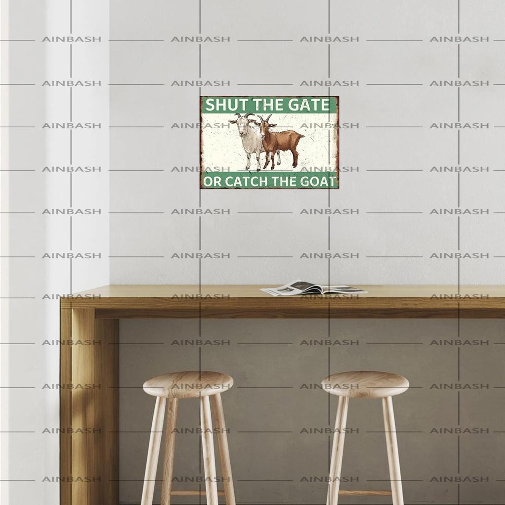 Goat Decor Shut The Gate Or Catch The Goat Metal Tin Sign Goat Sign Vintage Printing Wall Decor Plaque Painting Poster Bar Decor For Garden Farm