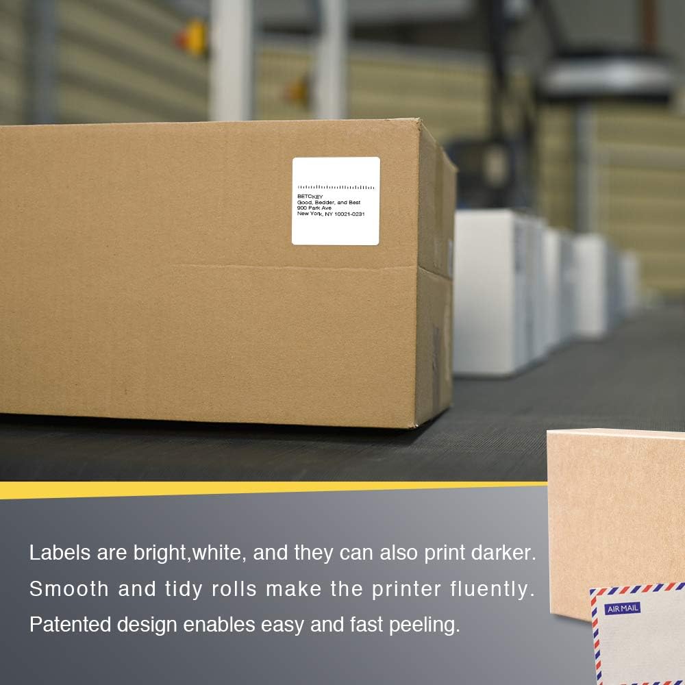 BETCKEY - 2" X 2" (51 Mm X 51 Mm) Square Labels Compatible with Zebra & Rollo Label Printer,Premium Adhesive & Perforated [10 Rolls, 7500 Labels]