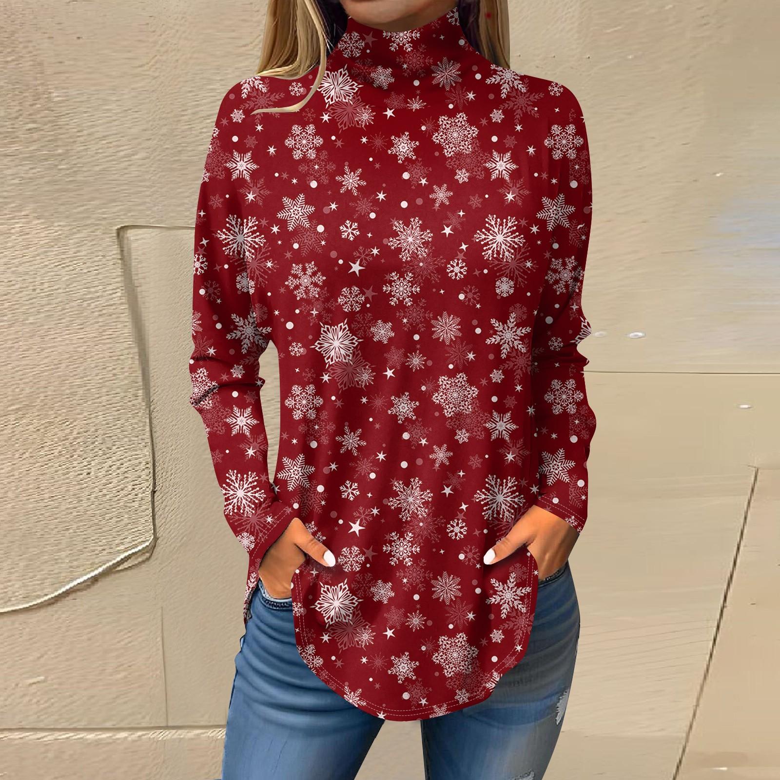 

Футболки для женщин, осенние повседневные рубашки с длинными рукавами, толстовка с винтажным принтом, топ с высоким воротом, пуловер XXXL арбуз красный