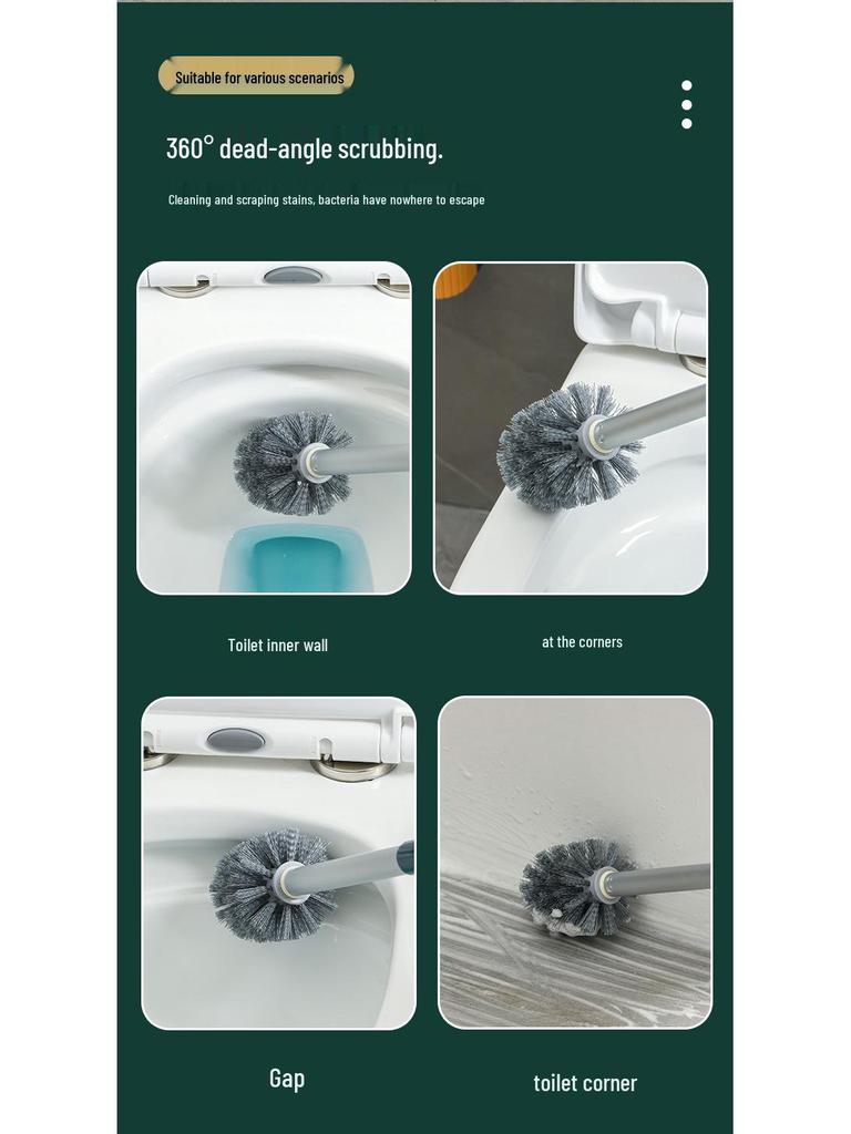 Wall-Mounted Long-Handled Toilet Brush with Drain Pan for Effective Cleaning