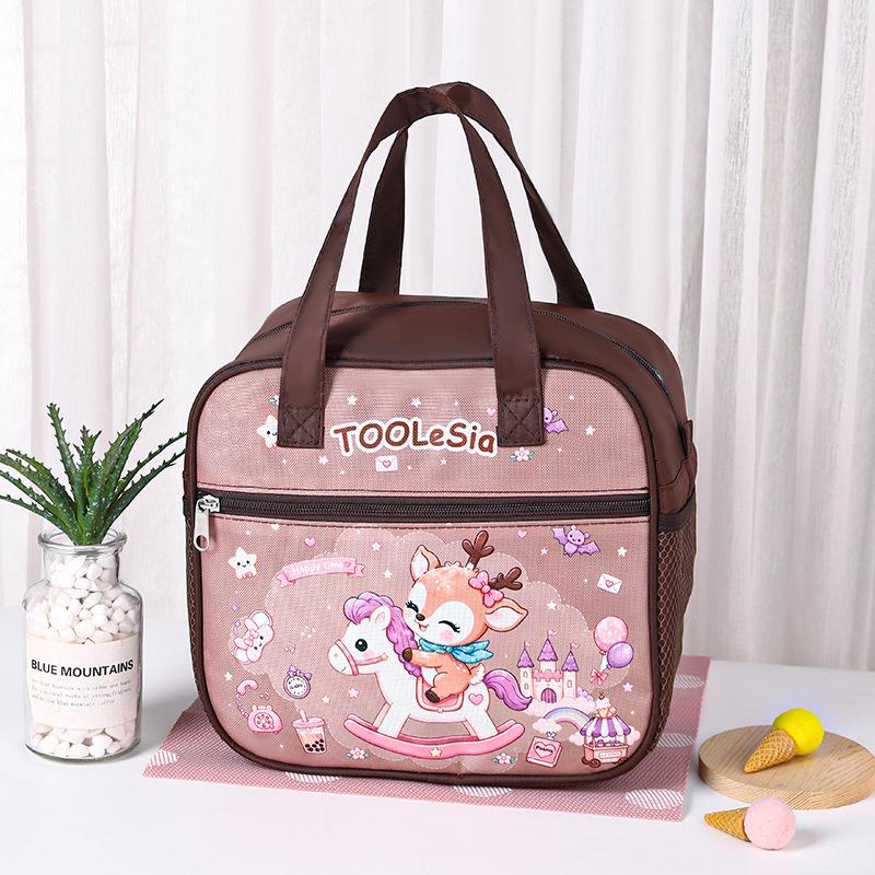 Large Insulated Cartoon Bento Lunch Bag - Waterproof & Cute Student Handheld Carrier