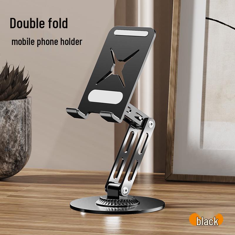 360° Rotating Double-Fold Metal Phone & Tablet Stand for Streaming & Watching