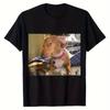 Zadziorny Dachowiec z Boczkiem Meme Graficzny T-shirt Zabawny Print Jamnika Prezent dla Miłośnika Psów Unisex Codzienny Bawełniany T-shirt z Krótkim Rękawem