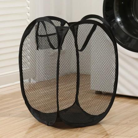 

Collapsible Pop-up Mesh Laundry Basket Portable Clothes Hamper for Easy Washing and Storage of Dirty Clothes Socks Toys Sundries чорний
