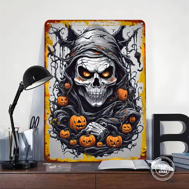 Halloween Pumpkin Tin Plaque Poster Customized Wall Art Retro Vintage Metal Signs for Man Cave Gaming Room Decoration Cozy Decor