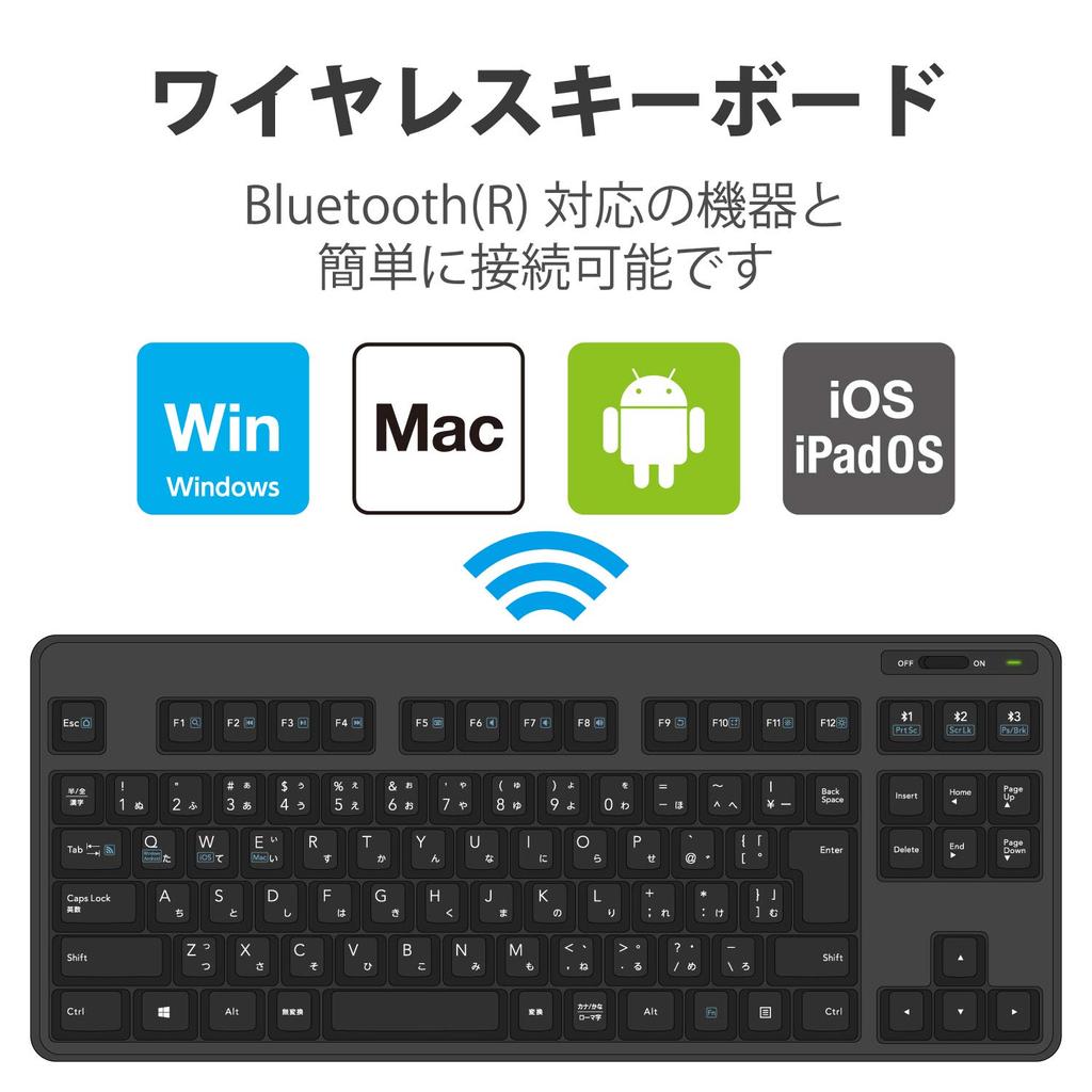 ELECOM Bluetooth Keyboard, Membrane Type with Stand, Multi-Pairing Compatible, for iPad and Surface, Black, TK-FBM111BK