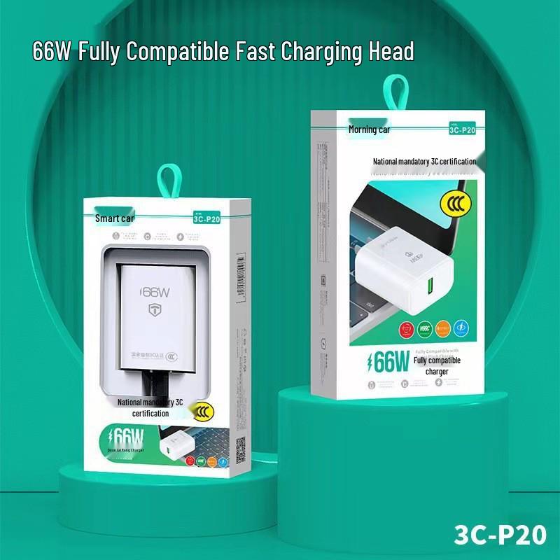 66W Certified Fast Charger & USB-C Cable for Android & Apple