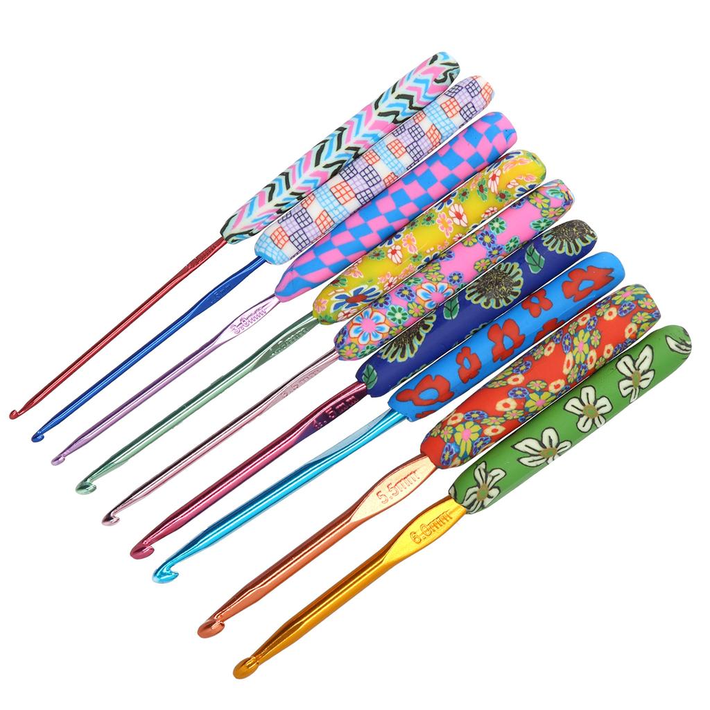 9Pcs Crochet Hook Set with Ergonomic Handles Needles DIY Craft Accessories for Women