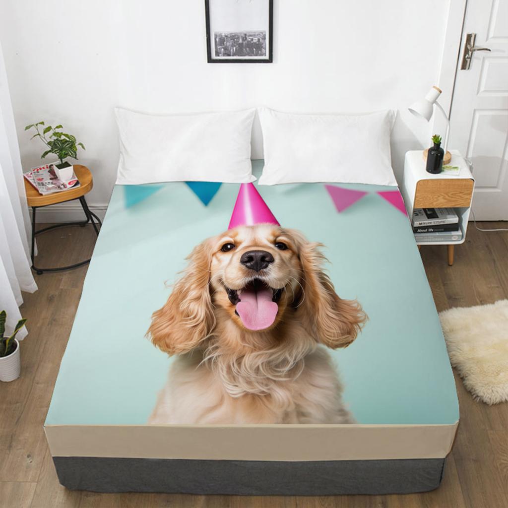 Home Textiles Dog Cat 3D Printing Pattern Bed Sheet Mattress Cover Elastic Band Bed Sheet Bedding