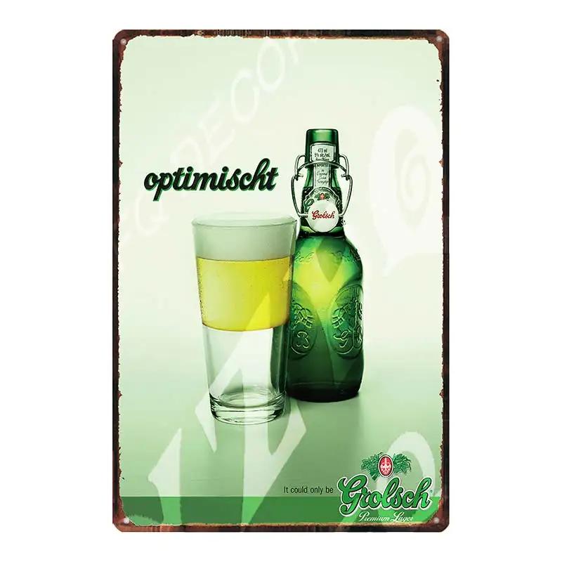 YZFQGrolsch Bière Lager Panneaux Décoratifs Hollandais Plaques Métalliques Pour Mur Bar Maison Art Décoration Restaurant 30X20CM DU-9120B