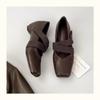 One pedal French retro square head shallow mouth single shoes evening shoes ballet shoes with skirt Mary Jane shoes