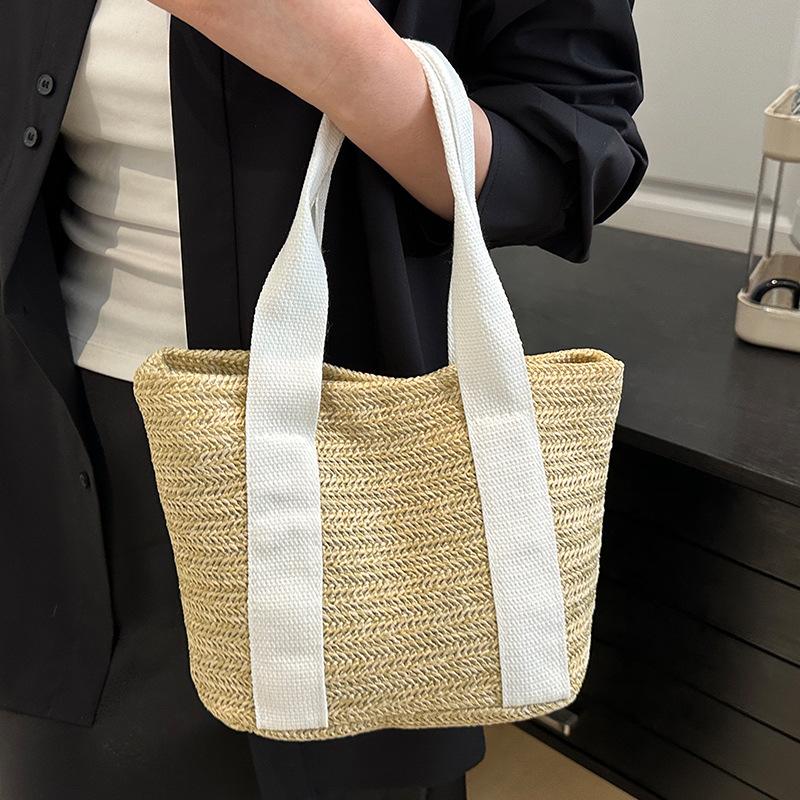 Fashion Trendy Casual Simple Summer New Woven Bag for Women Niche Large Capacity Retro Casual Shoulder Bag