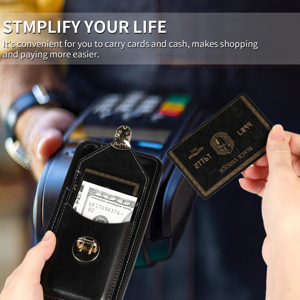 För Samsung Galaxy A36 5G Fodral Korthållare Ställ PU Läder+TPU Telefonskal med Axelrem