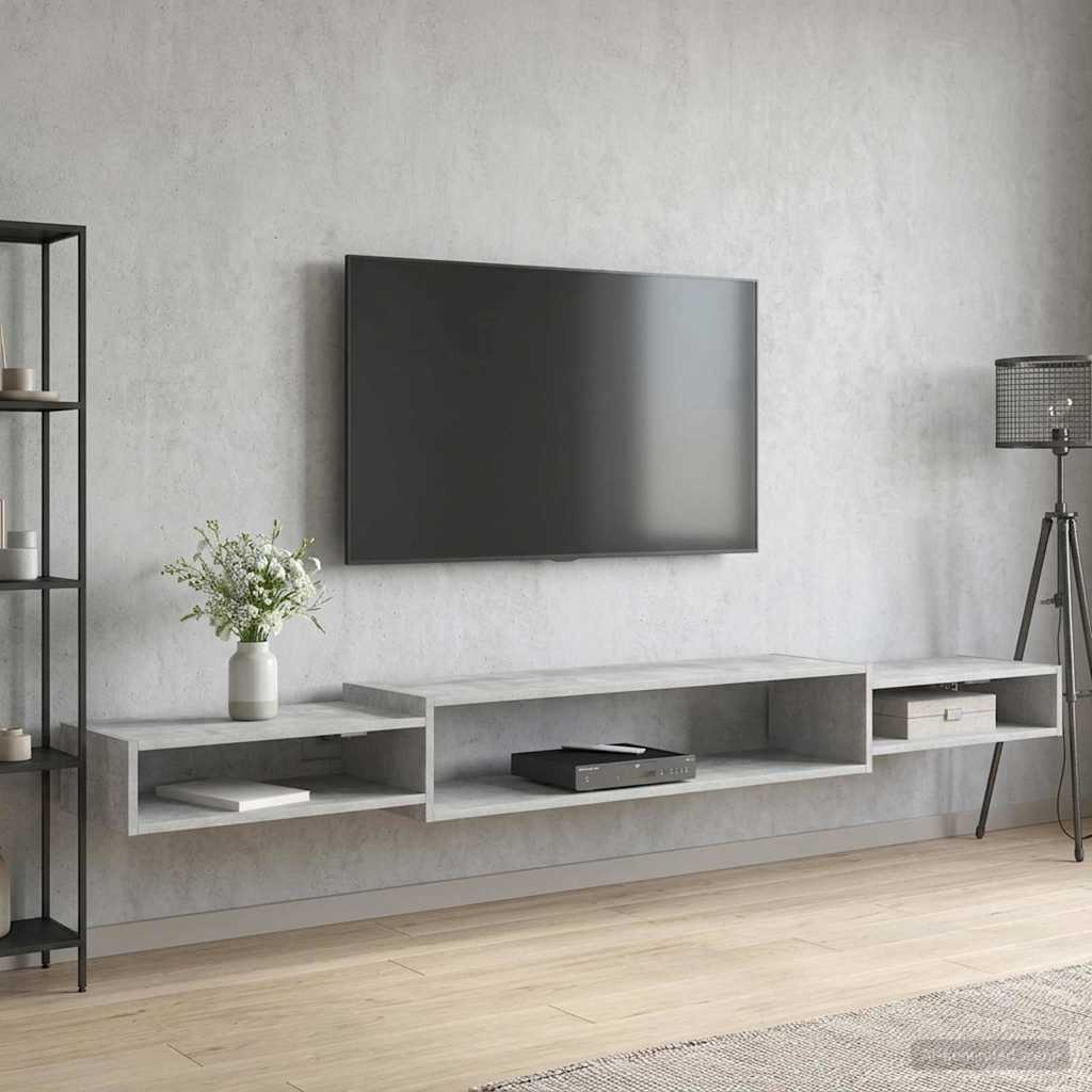 Wall Mounted TV Cabinet Wall Shelf Concrete Grey