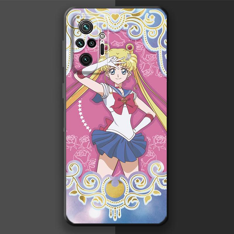 Etui na telefon TPU Soft Shockproof do Redmi 9A 9C 10C 9T 10A K40 Pro 6 7 8 8A 7A K50 9 10 6 Pro Cover Cute Anime Sailors M-Moons