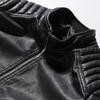 Men's Casual Jacket Slim Solid Color Zipper Fit Motorcycle Pu Leather
