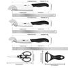 5Pcs Kitchen Knife Set with Sharpener, Chef Knife,Paring Knife,Scissors and Peeler,Non-Slip Handle Cookware for Home&Restaurant