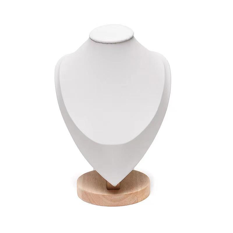 Solid Wood Velvet Jewelry Display Stand for Necklaces and Pendants