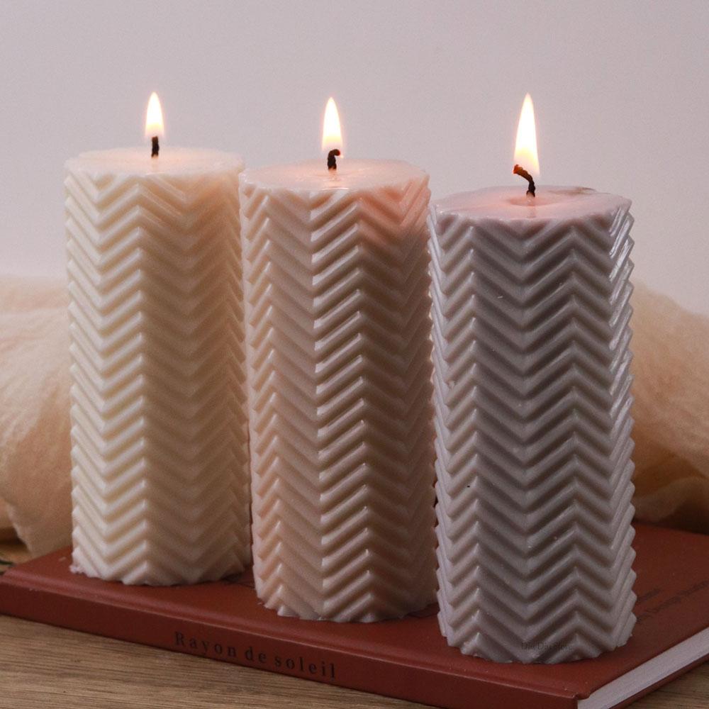 Geometric Silicone Candle Mold DIY Horizontal Stripes Cylindrical Scented Candle Making Soap Resin Carft Molds Home Crafts Decor