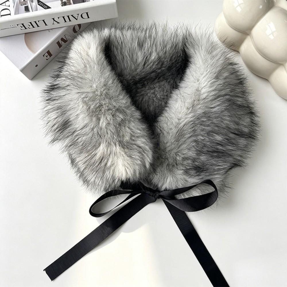 Solid Color Fur Collar Scarf Thicken Neck Warmer Scarf Fluffy Women Scarves Winter