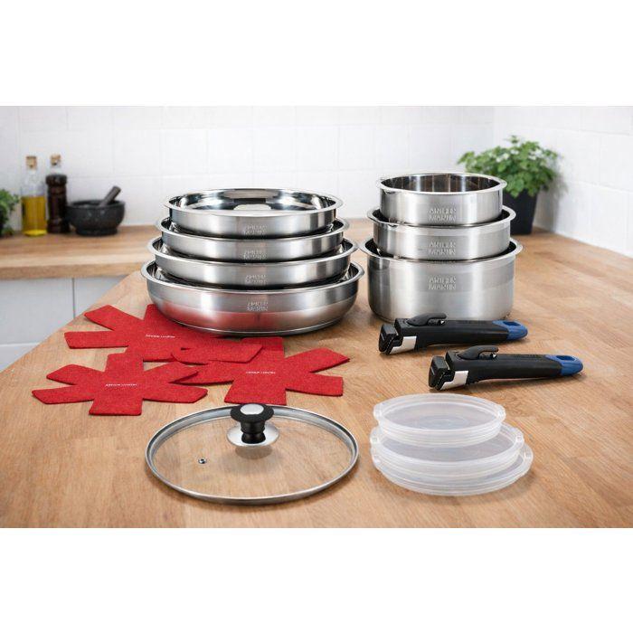 Cookware - AM3237 - All Hobs Including Induction - ARTHUR MARTIN - PFOA/PFAS Free - 18/10 Stainless Steel - 16 Pieces