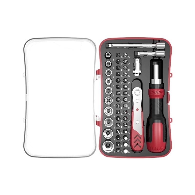 Multiple Angle Adjustable Magnetic Ratcheting Screwdriver Tool Set 3 Adjustable Torque Mode 180 Flexible Rotating Handle красный