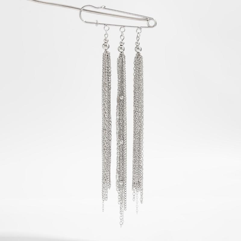 Personality Exaggerated Metal Chain Tassel Brooch Pins For Women Clothing Coat Jewelry Accessries Gifts