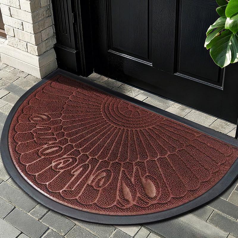 European Half-Round Dirt-Resistant Entrance Mat – Non-Slip Mud Scraper Rubber Carpet