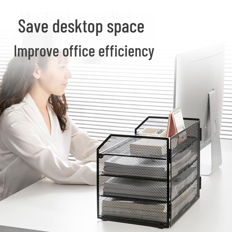 Deli PB116 4-Tier Folding Metal Document Tray