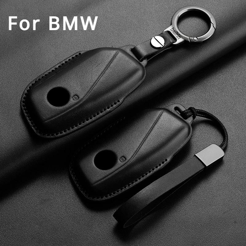 Genuine Leather Auto Smart Key Fob Cover Case Housing Fit For Bmw I7 X7 G07 Lci Ix I20 X1 U11 7 Series G70 G09 Xm U06 G81 M3 Keyless Protector